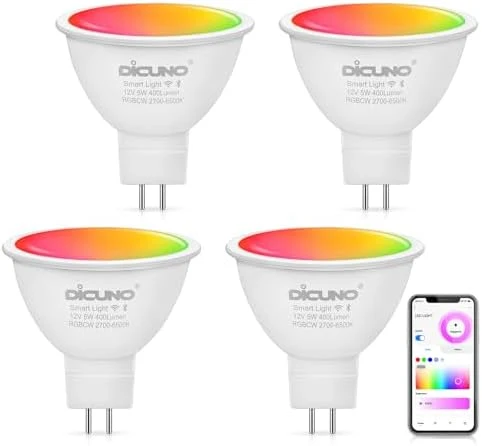 MR16 Smart Bulb, RGBCW Color Changing, 5W GU5.3, Dimmable — Smart Light Bulb, DiCUNO