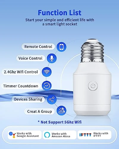 Remote Control Light Socket with WiFi — Smart Light Bulb, HAPYTHDA