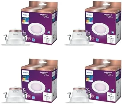 Smart 5-6 Inch Retrofit Recessed Downlight 4-Pack, 1150 Lumens, LED Color Changing Lights — Smart Light Bulb, Philips