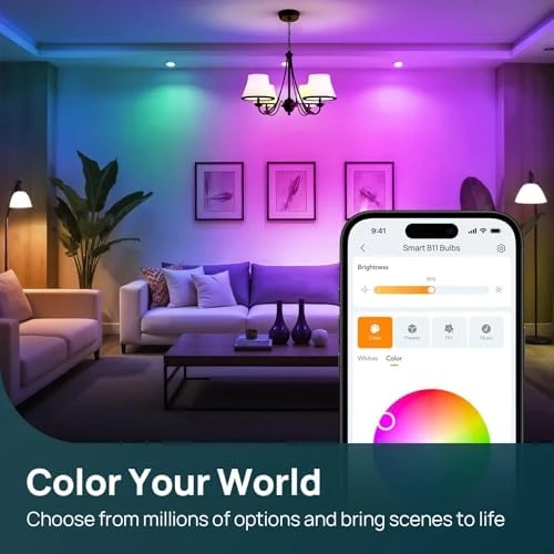 Smart Bulbs, E12 Led Bulb, 470LM, 2.4Ghz WiFi Candelabra B11 Bulbs, Color Changing RGBTW Led Light Bulb — Smart Light Bulb, Linkind