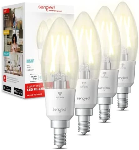 Smart Candelabra LED Bulb, Dimmable Chandelier Light Bulbs, 5W (40W Equivalent) 450LM, 4 Pack — Smart Light Bulb, Sengled