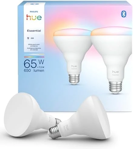Smart LED BR30 Bulb 2-Pack, White and Color Ambiance — Smart Light Bulb, Philips