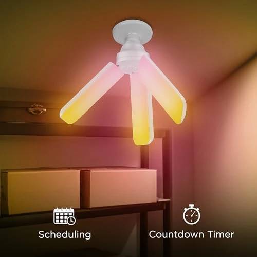 Smart LED Garage Light with RGBW Color Changing Deformable Panels — Smart Light Bulb, Feit Electric