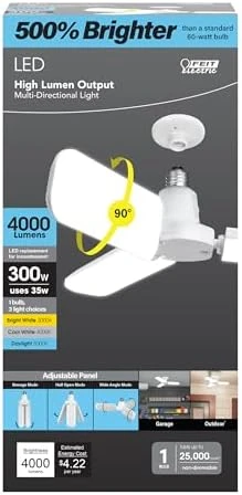 Smart LED Garage Light with RGBW Color Changing Deformable Panels — Smart Light Bulb, Feit Electric