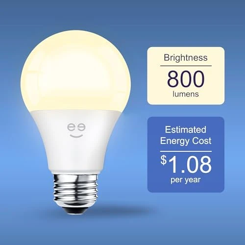 Smart LED Light Bulb 3 Pack A19 WiFi Dimmable Soft White 800 Lumens — Smart Light Bulb, Geeni
