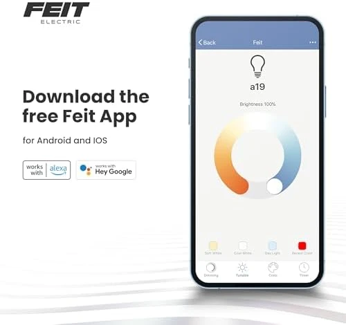 Smart LED Light Bulb, Color Changing, Dimmable — Smart Light Bulb, Feit Electric
