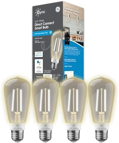 Smart LED Light Bulb, ST19 Edison Style, Room Decor Aesthetic, Color Changing WiFi, 60W Equivalent (Pack of 2) — Smart Light Bulb, Cync