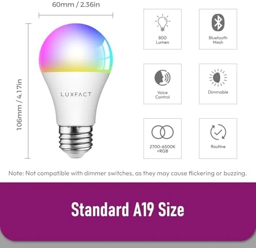 Smart Light Bulbs RGBCW Color Changing — Smart Light Bulb, LUXFACT