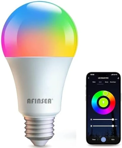 Smart Light Bulbs, WiFi & Bluetooth LED Color Changing Light Bulb — Smart Light Bulb, AFINSEA