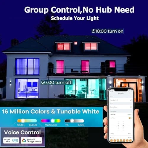 Smart Light Bulbs, WiFi & Bluetooth LED Color Changing Light Bulb — Smart Light Bulb, AFINSEA