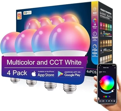 Smart Light Bulbs, WiFi & Bluetooth LED Color Changing Light Bulb — Smart Light Bulb, AFINSEA