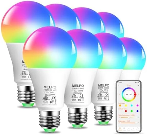 Smart RGB Light Bulbs 8 Pack — Smart Light Bulb, MELPO