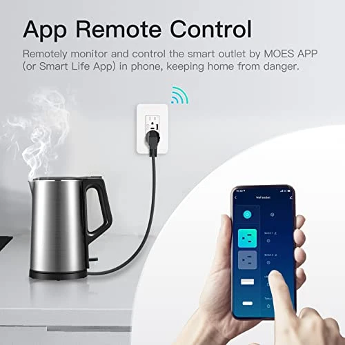Smart USB Wall Outlet Receptacle with Type-C & Type-A Charger — Smart Plug, MOES