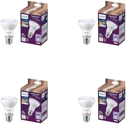Smart Wi-Fi Connected LED R20 Light Bulb 4-Pack, Frosted Color, Dimmable, E26 Medium Base — Smart Light Bulb, Philips