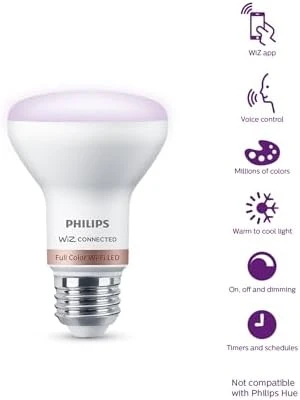 Smart Wi-Fi Connected LED R20 Light Bulb 4-Pack, Frosted Color, Dimmable, E26 Medium Base — Smart Light Bulb, Philips