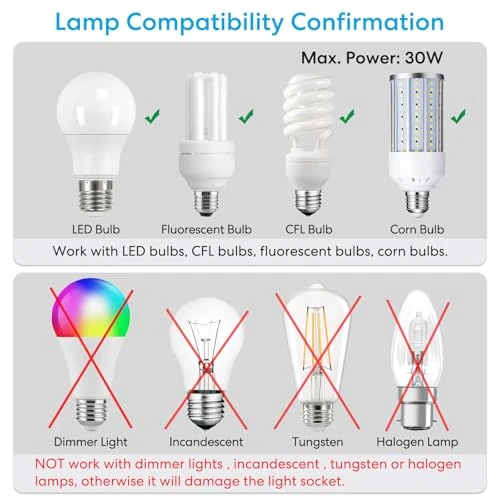 Smart Wi-Fi LED Light Bulb Socket Adapter E26 Lamp Holder with Timer — Smart Light Bulb, LoraTap
