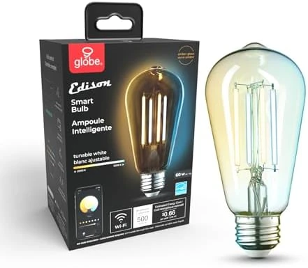 Smart Wi-Fi Tunable White Vintage Edison LED Bulb — Smart Light Bulb, Globe Electric