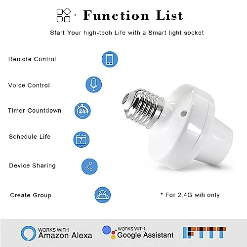 Wi-Fi Smart Light Socket Adapter — Smart Light Bulb, QIACHIP