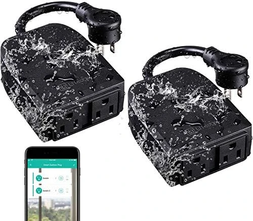 WiFi Outdoor Smart Plug, 2 Independently Control Sockets Power Outlet — Smart Plug, TORCHSTAR