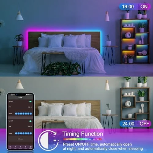 100ft Led Lights for Bedroom, Music Sync Color Changing RGB Strip with Remote & App Control — LED Strip Lights, HBOWMDJIA