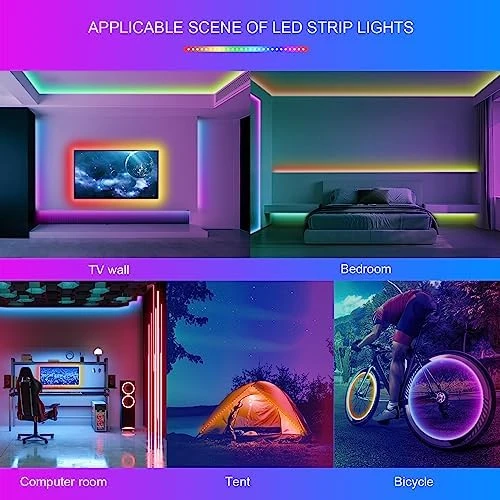 100ft Led Lights for Bedroom, Music Sync Color Changing RGB Strip with Remote & App Control — LED Strip Lights, HBOWMDJIA