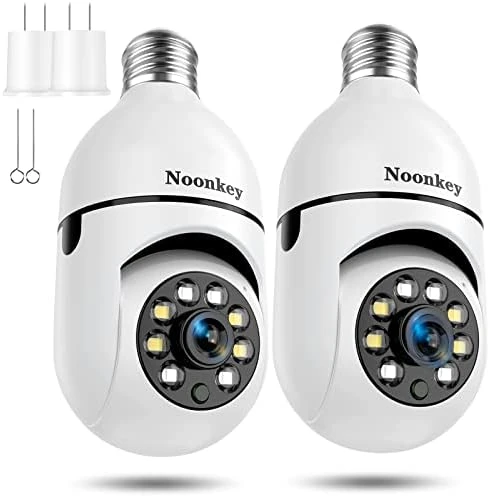 2K/3MP Light Bulb Security Camera, 5G & 2.4GHz WiFi 2 Pack — Security Camera, Noonkey