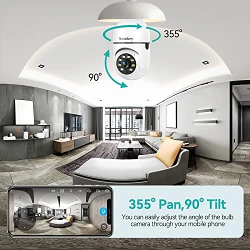 2K/3MP Light Bulb Security Camera, 5G & 2.4GHz WiFi 2 Pack — Security Camera, Noonkey