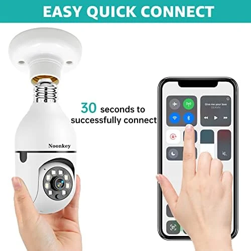 2K/3MP Light Bulb Security Camera, 5G & 2.4GHz WiFi 2 Pack — Security Camera, Noonkey