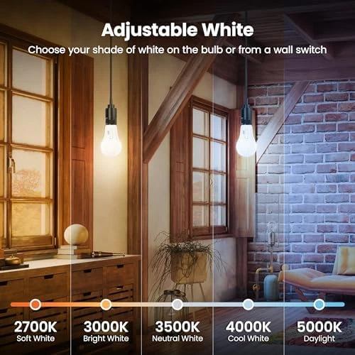 A19 LED Light Bulb, 60W Equivalent, Dimmable, Color Selectable 6-Way — Smart Light Bulb, Feit Electric