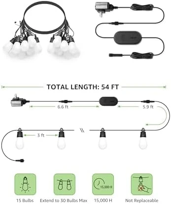 AI Smart Outdoor String Lights — Smart Light Bulb, Lepro