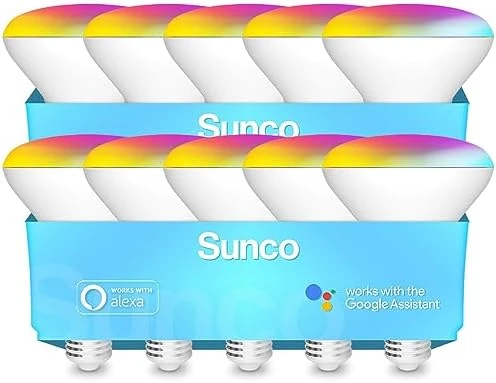 BR30 Alexa Smart Flood Light Bulb, Color Changing LED Recessed WiFi Bulb — Smart Light Bulb, Sunco
