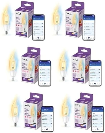 Clear 40W Tunable White Filament LED Smart Candle-Shaped Bulb — Smart Light Bulb, WiZ Connected