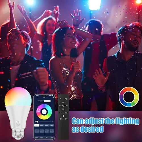 Color Changing Light Bulb with Remote Control & App Control — Smart Light Bulb, MXhme