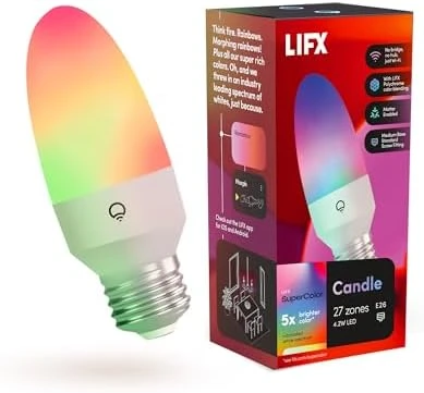 Color Smart Candle LED Bulb with Flame Effect — Smart Light Bulb, LIFX
