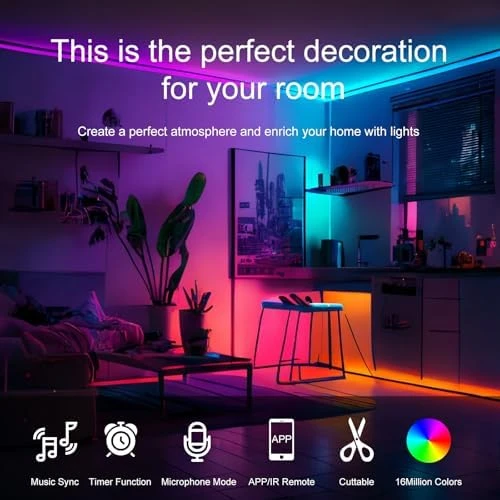 Led Lights for Bedroom 200 FT (2 Rolls 100 FT) — LED Strip Lights, HBOWMDJIA