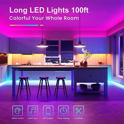 LED Strip Lights, 100ft with Remote and App Control — LED Strip Lights, TJOY