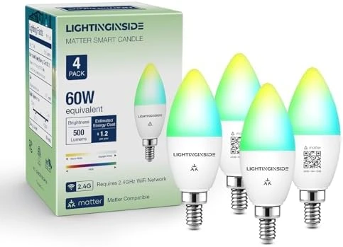 Matter Candelabra Smart Light Bulbs 60W Equivalent — Smart Light Bulb, Lightinginside