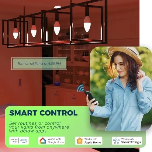 Matter Candelabra Smart Light Bulbs 60W Equivalent — Smart Light Bulb, Lightinginside