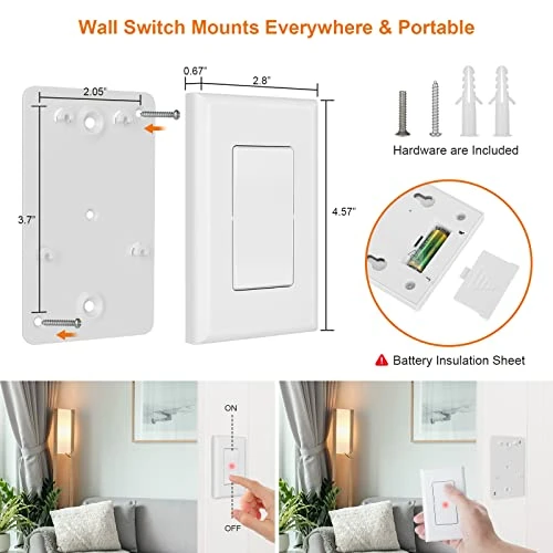 Remote Control Light Bulb Socket with Wall Mount Switch — Smart Switch, SURAIELEC