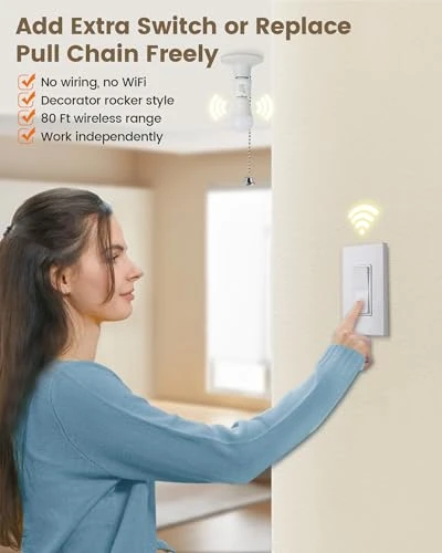 Remote Control Light Socket with Wall Switch — Smart Light Bulb, SURAIELEC