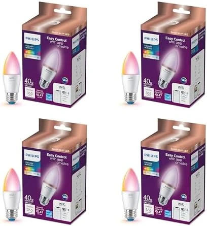Smart 40W B12 Tunable White Smart Candle-shape 4-Pack — Smart Light Bulb, Philips
