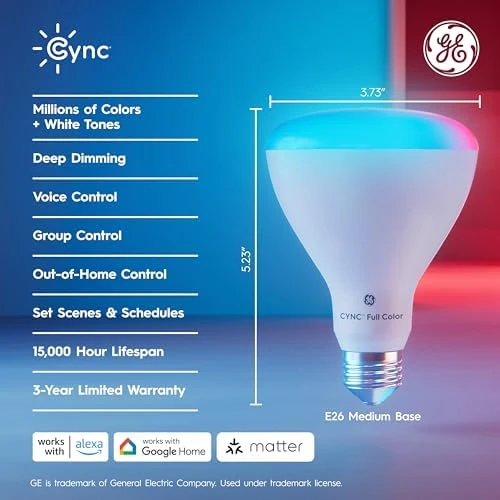 Smart BR30 LED Floodlight Bulb 2-Pack — Smart Light Bulb, Cync