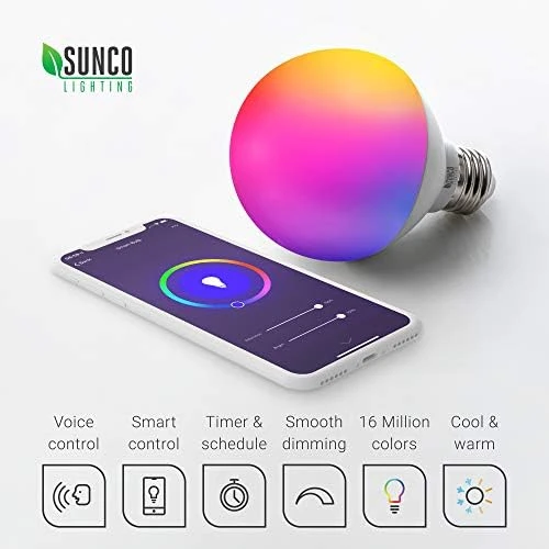 Smart Globe Bulbs G25, Alexa Compatible Decorative Round Vanity Bulbs, 5W, Color Changing RGBCW, Dimmable WiFi Vanity... — Smart Light Bulb, Sunco