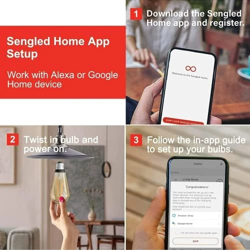 Smart Light Bulbs, Retro WiFi Light Bulbs, Vintage Filament LED Light Bulbs, Smart Edison Bulbs That Work with Alexa &... — Smart Light Bulb, Sengled