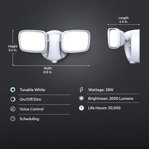 Smart WiFi Dual Head LED Flood Light — Smart Light Bulb, Feit Electric