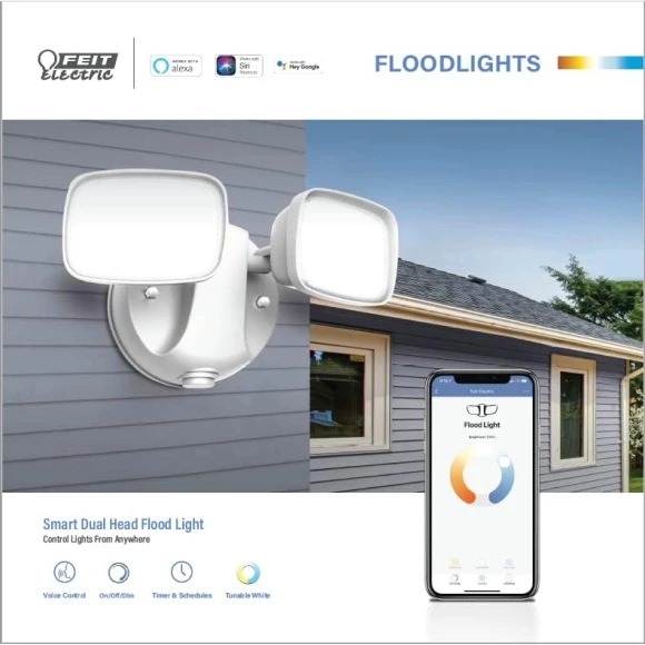 Smart WiFi Dual Head LED Flood Light — Smart Light Bulb, Feit Electric