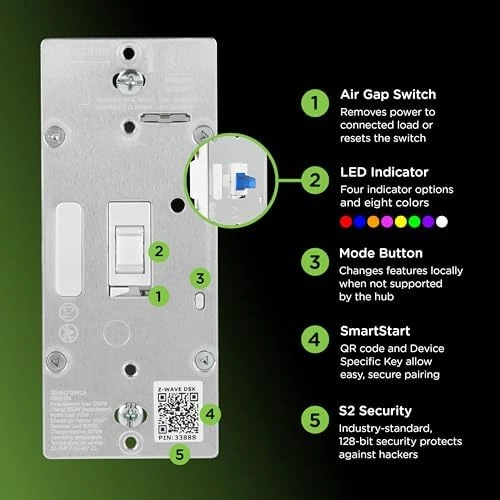 800 Series Z-Wave On/Off Toggle Switch — Smart Switch, Enbrighten