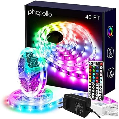 LED Lights for Bedroom 200ft, Music Sync Color Changing, Smart App Control with Remote — LED Strip Lights, phopollo