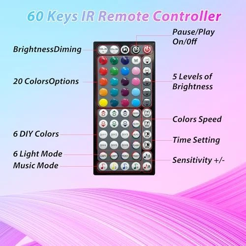Led Lights for Bedroom 50ft Music Sync Color Changing Led Strip Lights — LED Strip Lights, Ledagic