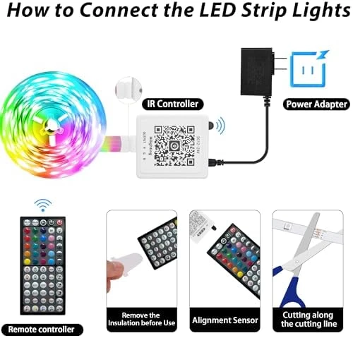 Led Lights for Bedroom 50ft Music Sync Color Changing Led Strip Lights — LED Strip Lights, Ledagic